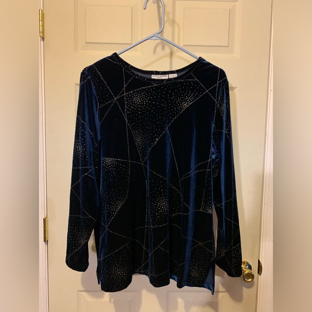 Alfred Dunner size 14 petite pullover long sleeve; ptp 22”; sh-hem 27”